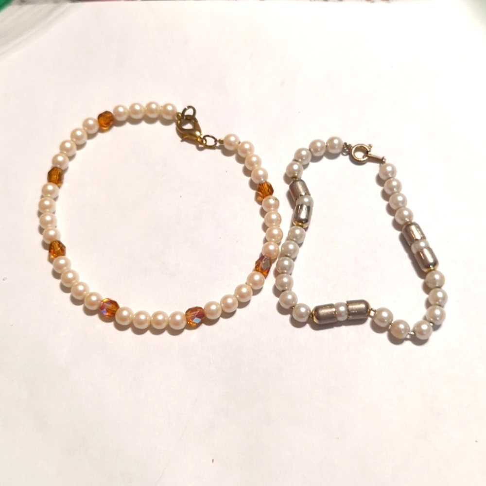 2 faux pearl bracelets